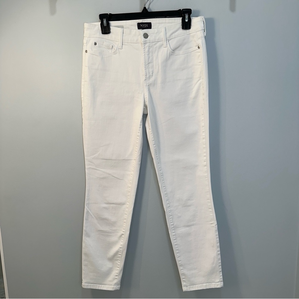 NYDJ Alina White Jeans Pants Ankle Length Stretch 6 Not Your Daughters